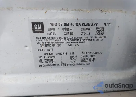 2022 Buick Encore Awd Preferred z USA, uszkodzony, nr VIN KL4CJESM2NB512677